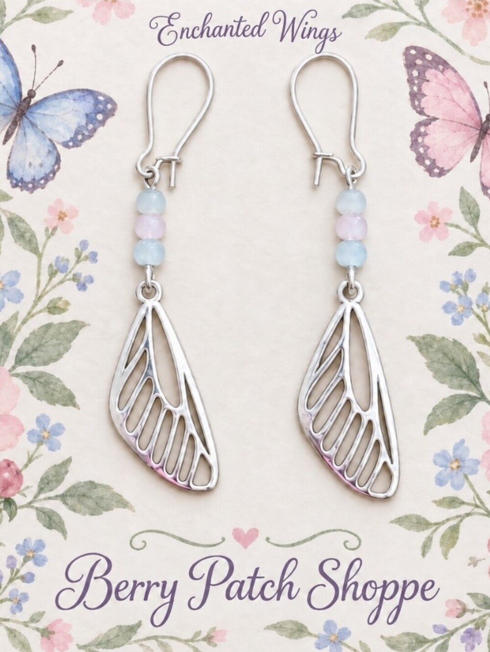 Enchanted Butterfly Wings Glass Bead Drop Earrings